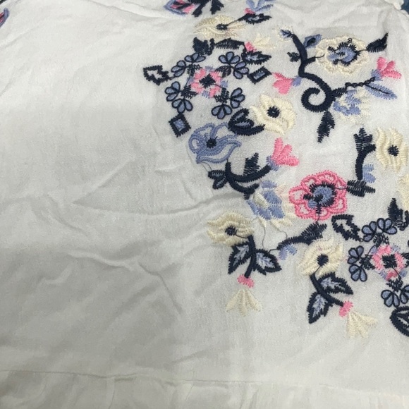 BLUE RAIN Bohemian floral embroidered loose blouse top sleeveless L white - Picture 3 of 3